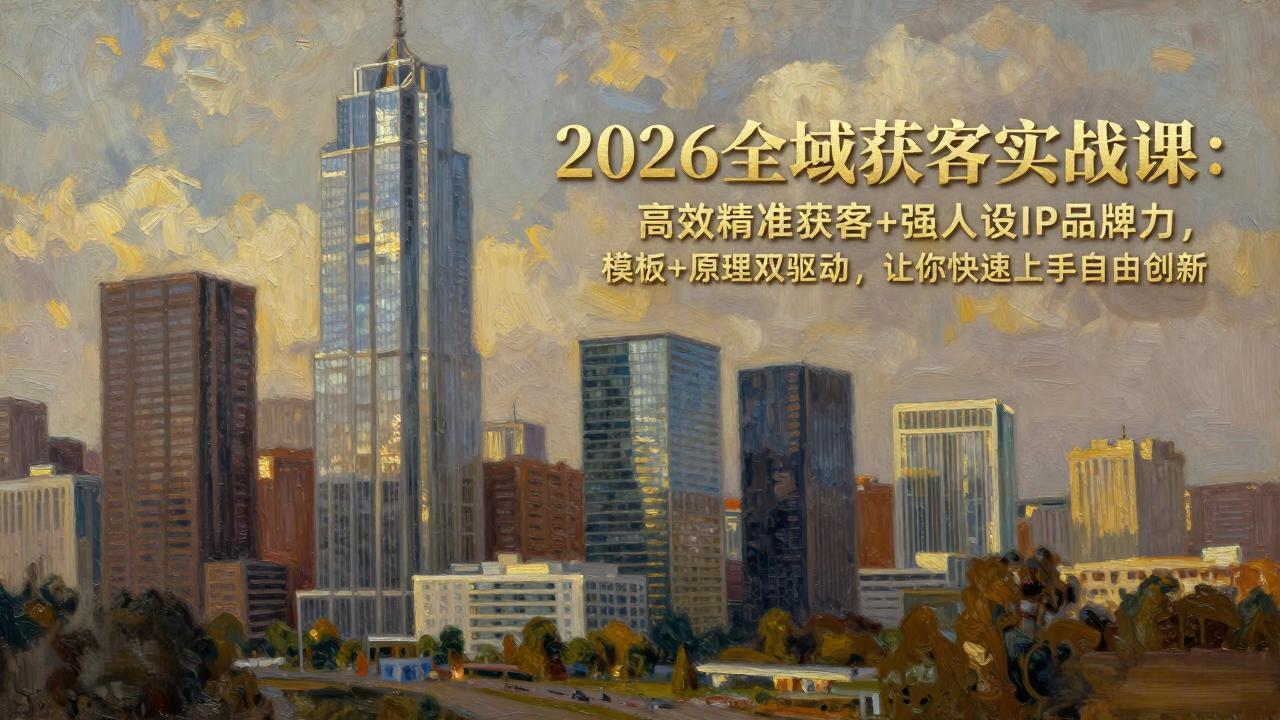 2026全域获客实战课：高效精准获客+强人设IP品牌力，模板+原理双驱动，让你快速上手自由创新-项目资源网
