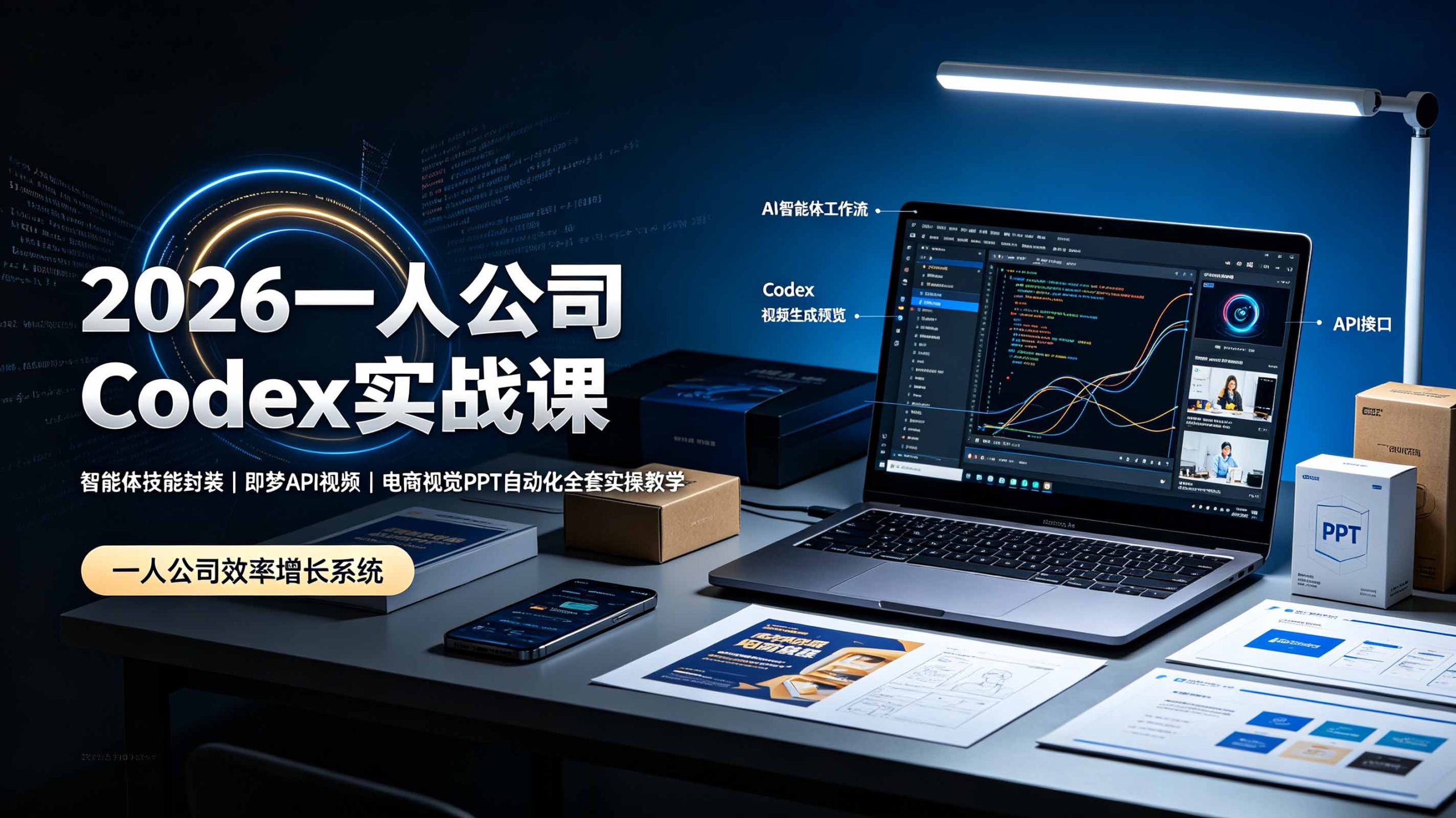 2026一人公司Codex实战课◆智能体技能封装|即梦API视频|电商视觉PPT自动化全套实操教学-项目资源网