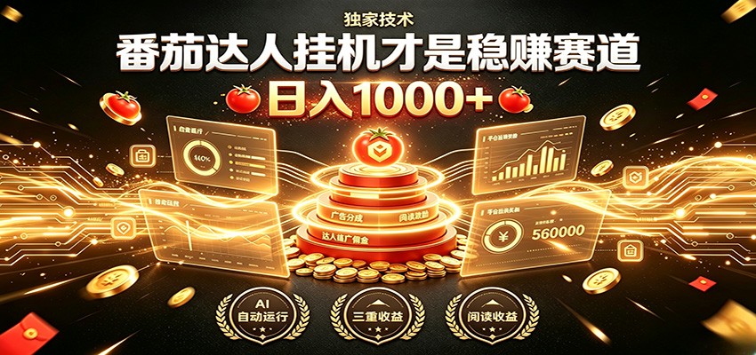 别再瞎找副业！番茄达人挂机才是稳赚赛道 日入1000+-项目资源网