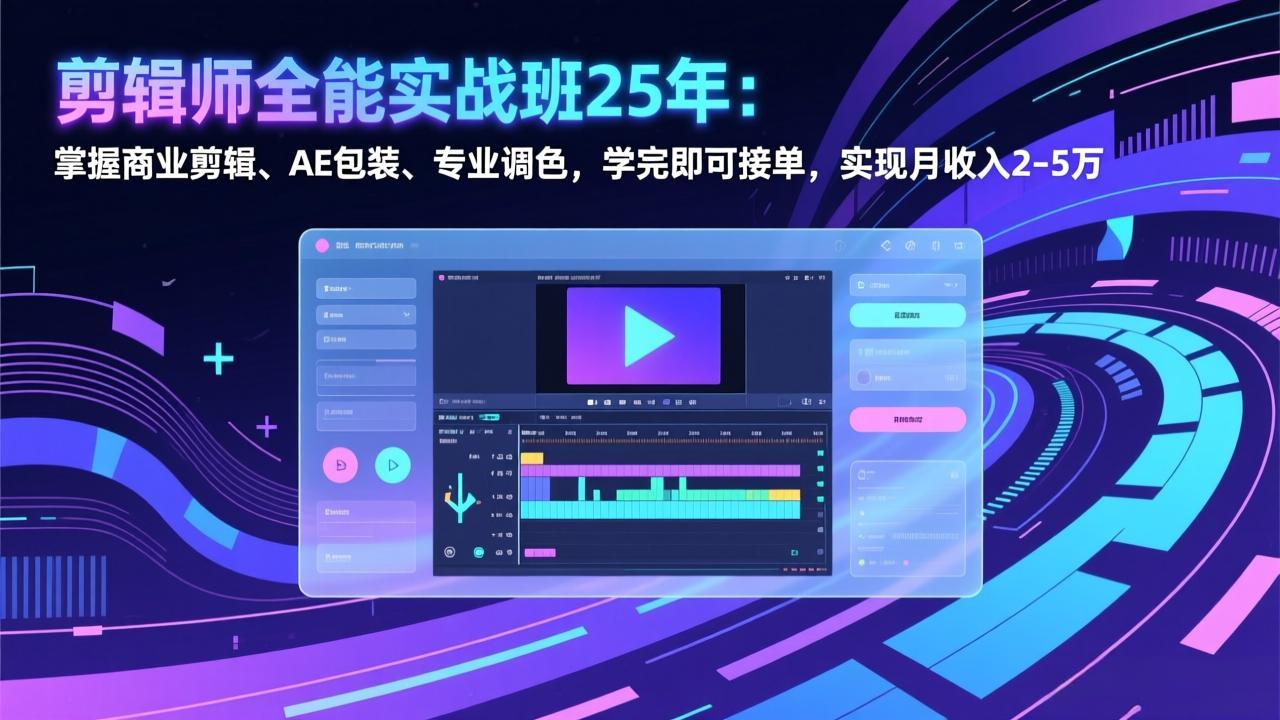 剪辑师全能实战班25年：掌握商业剪辑、AE包装、专业调色，学完即可接单，实现月收入2-5万-项目资源网