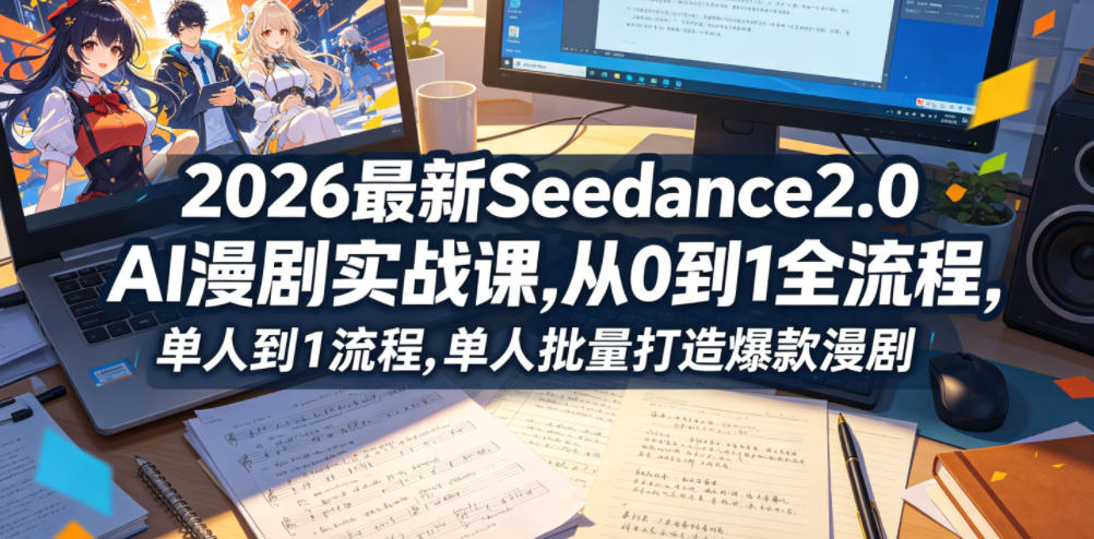 2026最新Seedance2.0 AI漫剧实战课,,从0到1全流程,单人批量打造爆款漫剧