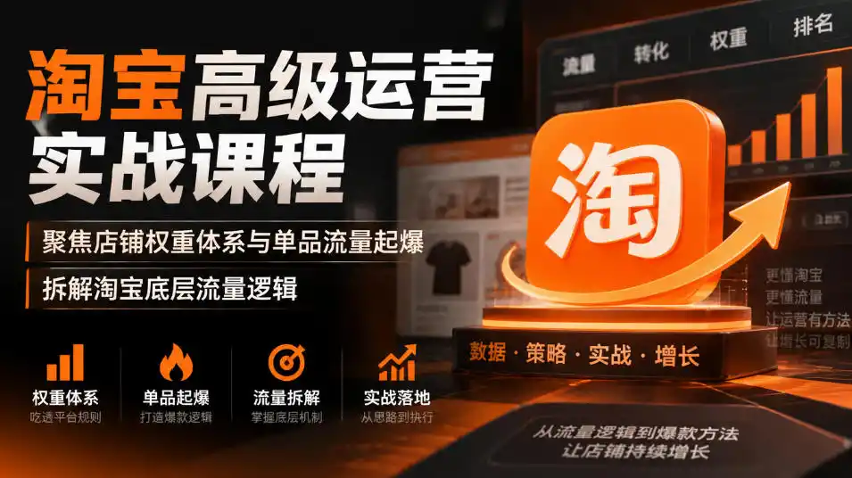 淘宝高级运营实战课程，聚焦店铺权重体系与单品流量起爆，拆解淘宝底层流量逻辑-项目资源网