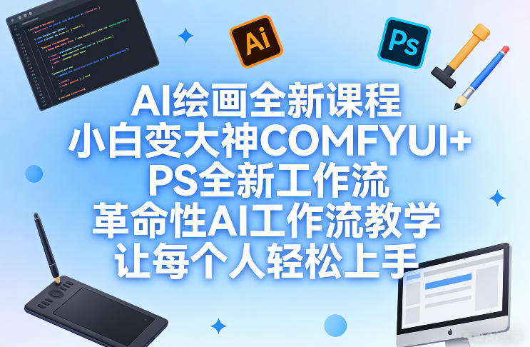 AI绘画全新课程，小白变大神COMFYUI+PS全新工作流，革命性AI工作流教学，让每个人轻松上手-项目资源网
