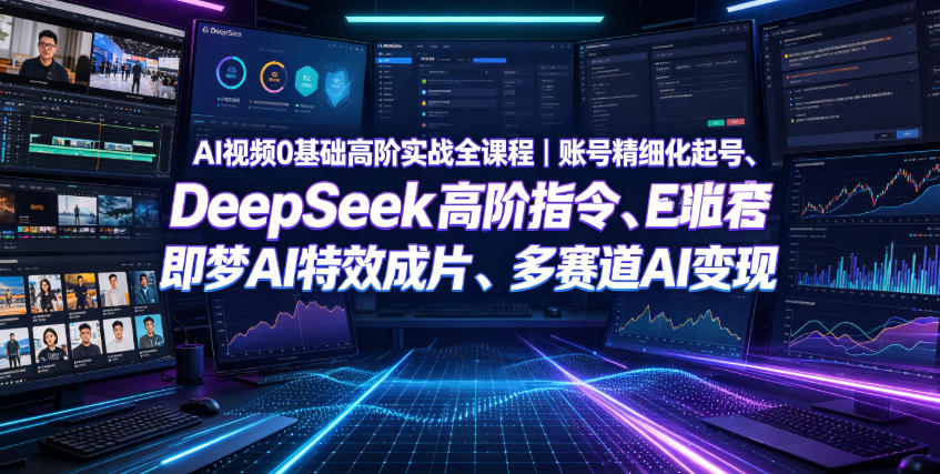 AI视频0基础高阶实战全课程｜账号精细化起号、DeepSeek高阶指令、即梦AI特效成片、多赛道AI短视频量产变现-项目资源网