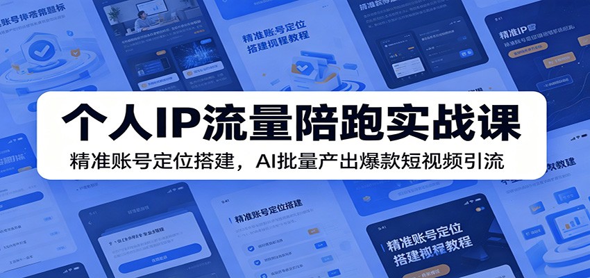 个人IP流量陪跑实战课：精准账号定位搭建，AI批量产出爆款短视频引流-项目资源网