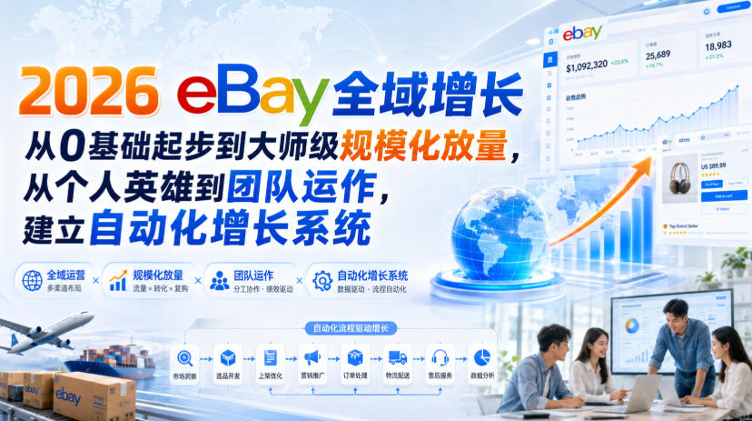 2026 eBay全域增长，从0基础起步到大师级规模化放量，从个人英雄到团队运作，建立自动化增长系统-项目资源网