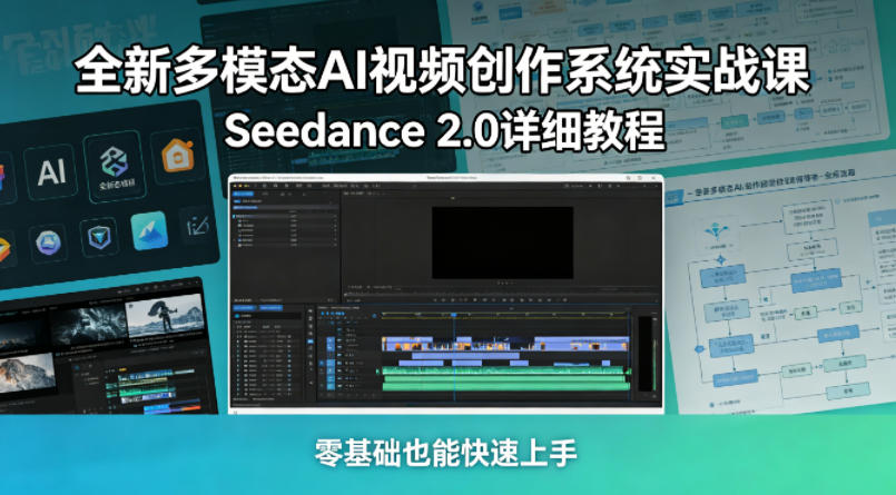 全新多模态AI视频创作系统实战课,Seedance 2.0详细教程,零基础也能快速上手-项目资源网