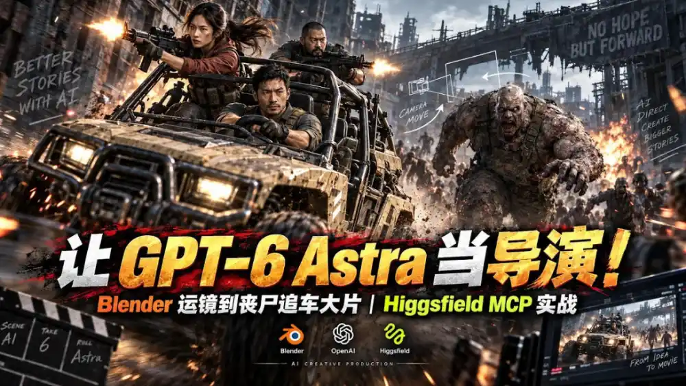 让GPT-6 Astra当导演!Blender运镜到丧尸追车大片|Higgsfield MCP实战-项目资源网