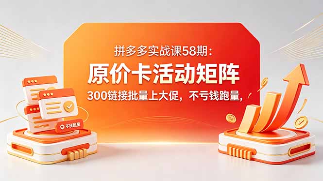拼多多实战课58期:原价卡活动矩阵,300链接批量上大促,不亏钱跑量-项目资源网