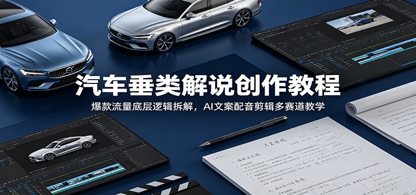 汽车垂类解说创作教程：爆款流量底层逻辑拆解，AI文案配音剪辑多赛道教学-项目资源网
