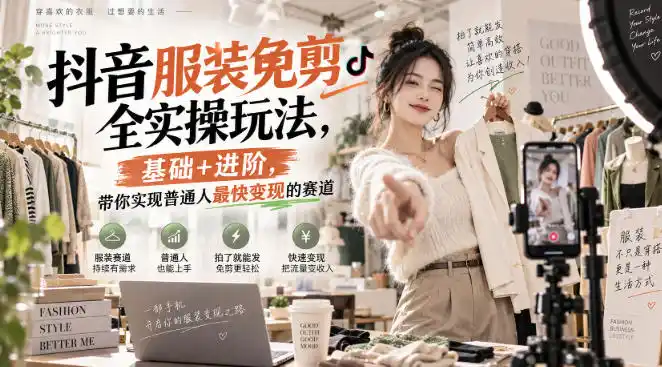 抖音服装免剪全实操玩法，基础+进阶，带你实现普通人最快变现的赛道-项目资源网