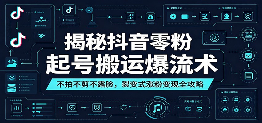 揭秘抖音零粉起号搬运爆流术：不拍不剪不露脸，裂变式涨粉变现全攻略-项目资源网
