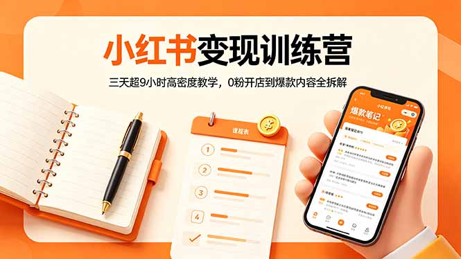 小红书变现训练营:三天超9小时高密度教学,0粉开店到爆款内容全拆解-项目资源网