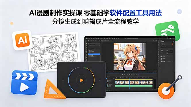 AI漫剧制作实操课 零基础学软件配置工具用法 分镜生成到剪辑成片全流程教学-项目资源网