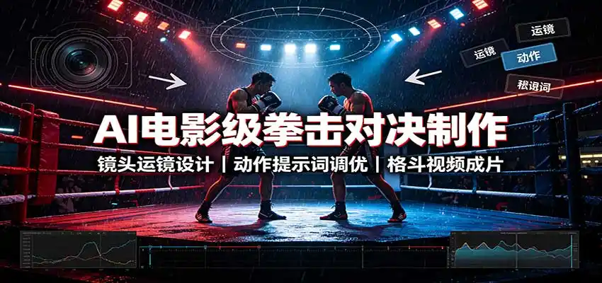 AI电影级拳击对决制作：镜头运镜设计，动作提示词调优，格斗视频成片-项目资源网