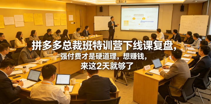 拼多多总裁班特训营下线课复盘，强付费才是硬道理，想賺钱，来这2天就够了-项目资源网