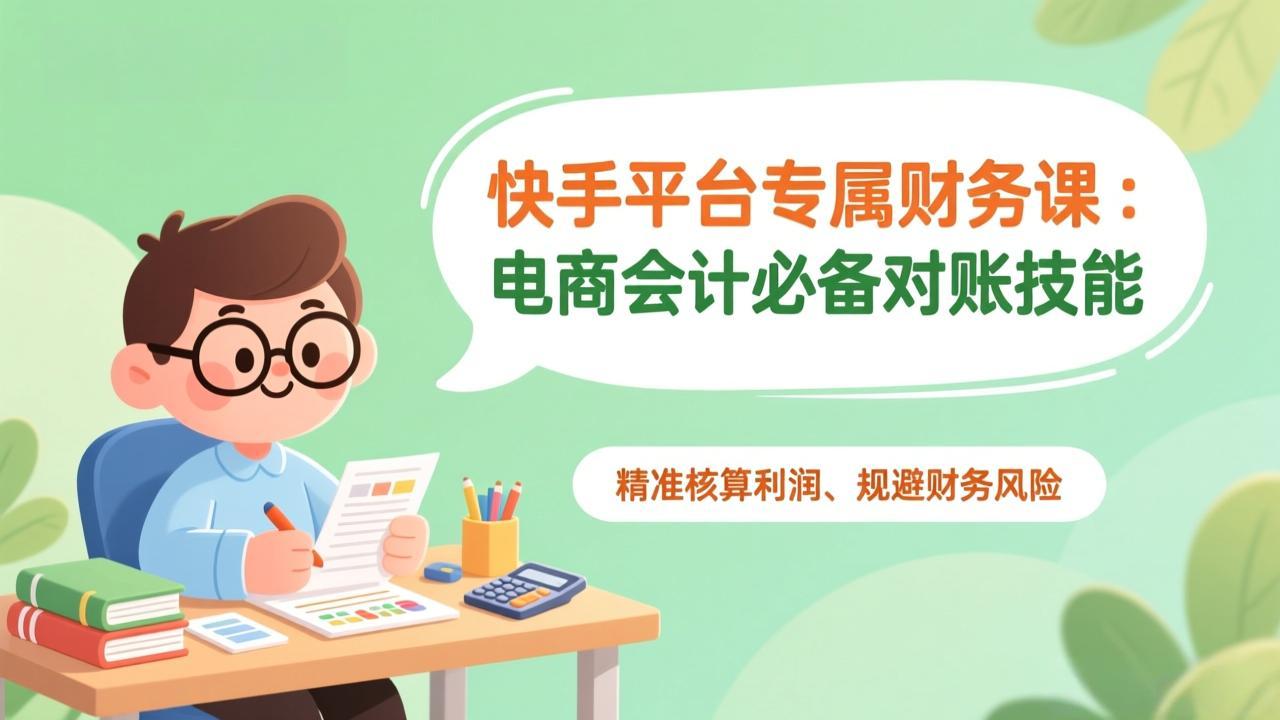 快手平台专属财务课:电商会计必备对账技能,精准核算利润、规避财务风险-项目资源网