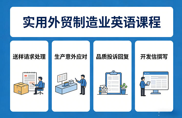 实用外贸制造业英语课程，教你专业处理送样请求、应对生产意外、回复品质投诉、撰写开发信等-项目资源网