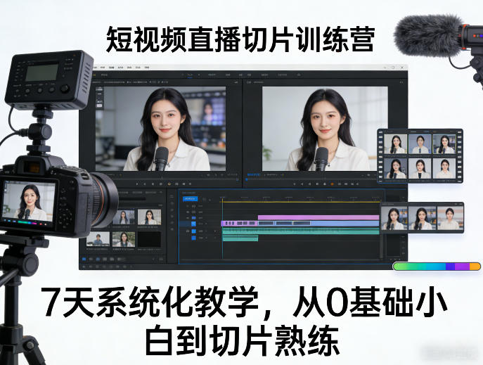 短视频直播切片训练营，7天系统化教学，从0基础小白到切片熟练-项目资源网