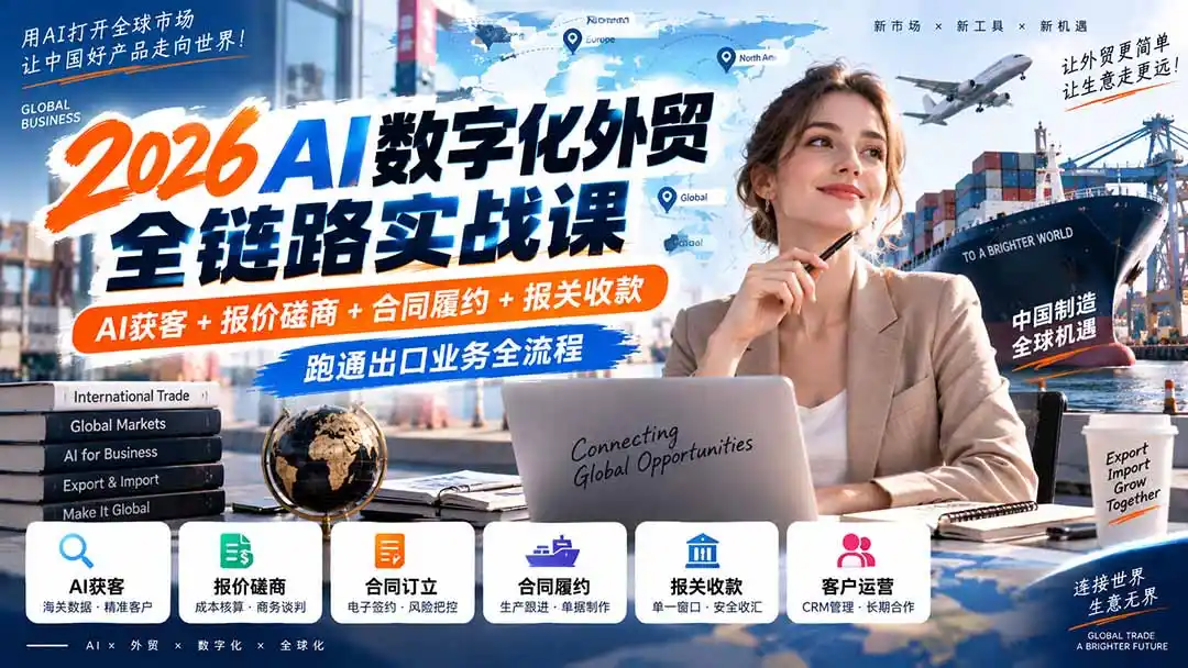 2026AI数字化外贸全链路实战课：AI获客+报价磋商+合同履约+报关收款，跑通出口业务全流程-项目资源网