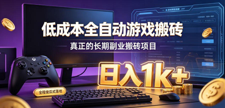 低成本全自动游戏搬砖,真正的长期副业搬砖项目,日入1k+,全程傻瓜式落地【揭秘】-项目资源网