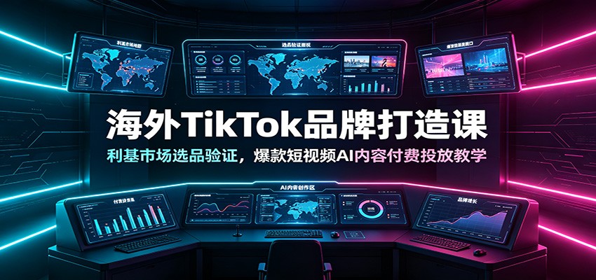海外TikTok品牌打造课：利基市场选品验证，爆款短视频AI内容付费投放教学-项目资源网