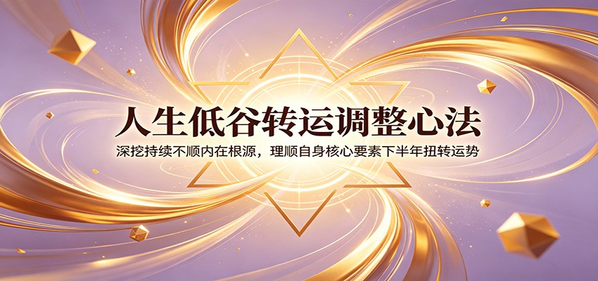 人生低谷转运调整心法：深挖持续不顺内在根源，理顺自身核心要素下半年扭转运势-项目资源网