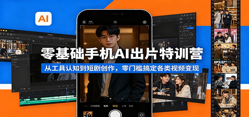 零基础手机AI出片特训营：从工具认知到短剧创作，零门槛搞定各类视频变现-项目资源网