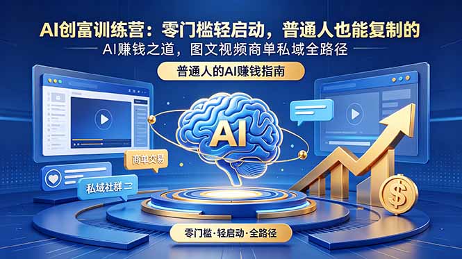 AI创富训练营：零门槛轻启动，普通人也能复制的AI赚钱之道，图文视频商单私域全路径-项目资源网