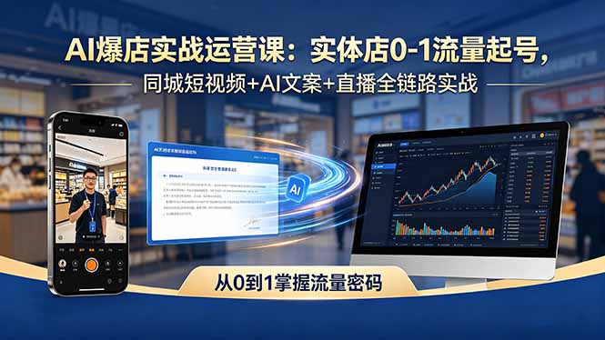 AI爆店实战运营课：实体店0-1流量起号，同城短视频+AI文案+直播全链路实战-项目资源网