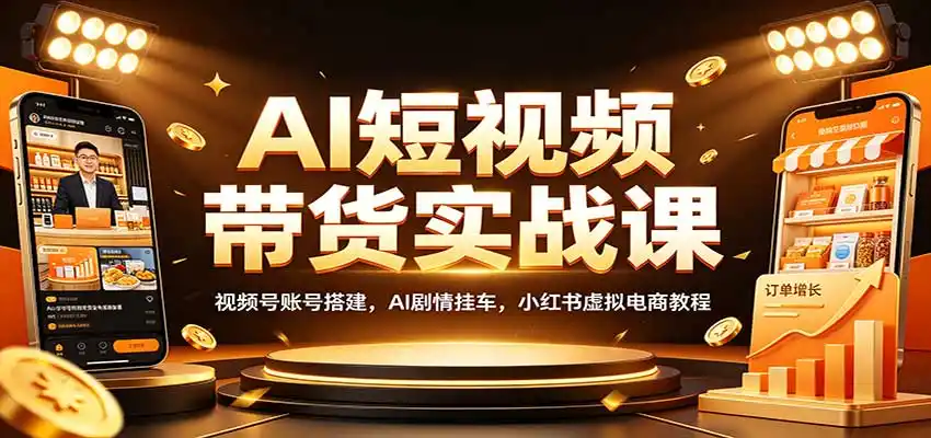 AI短视频带货实战课：视频号账号搭建，AI剧情挂车，小红书虚拟电商教程-项目资源网