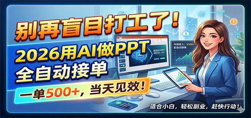 别再盲目打工了！2026用AI做PPT全自动接单，一单5张+，当天见效！-项目资源网