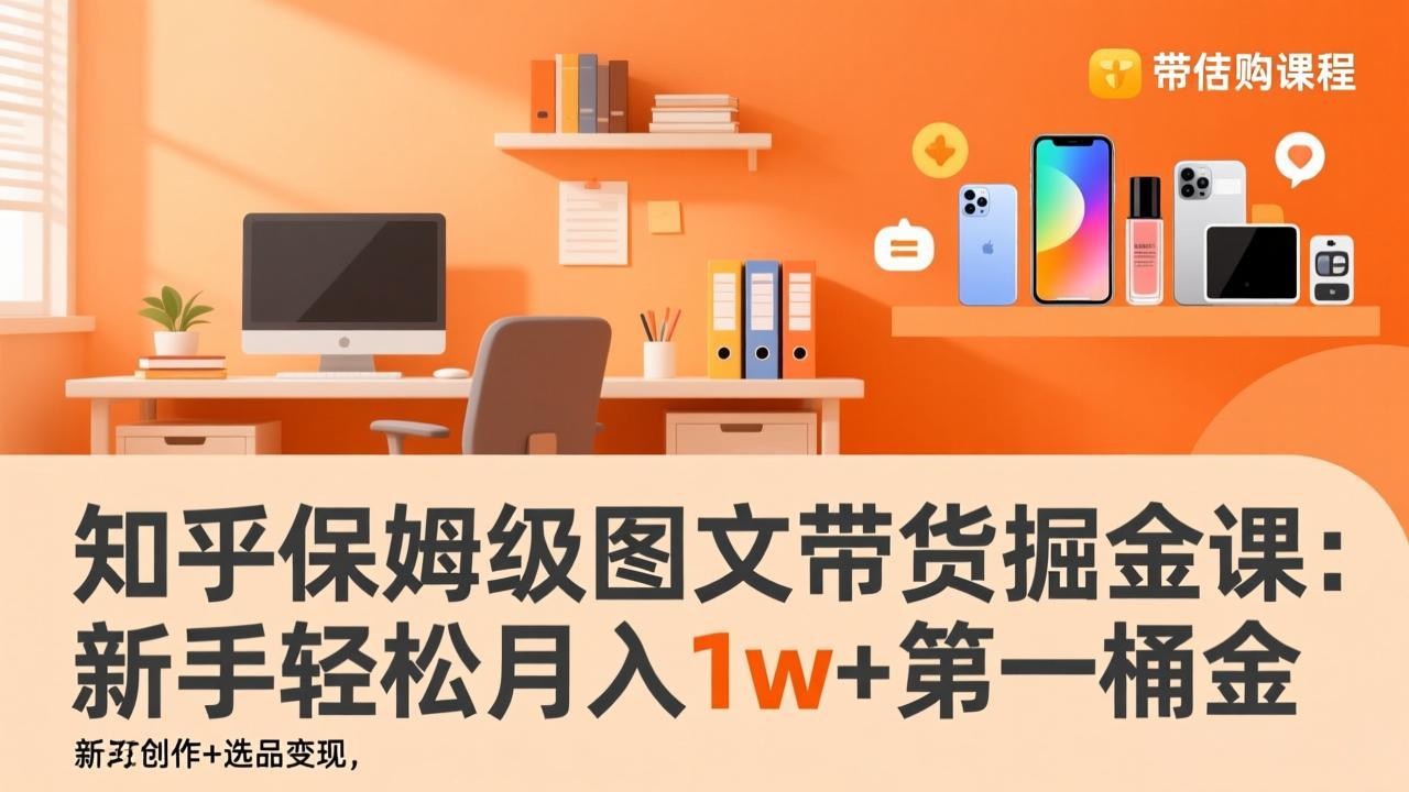知乎保姆级图文带货掘金课：账号打造+爆文创作+选品变现，新手轻松月入1w+第一桶金-项目资源网