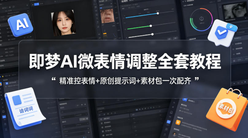即梦AI微表情调整全套教程，精准控表情+原创提示词+素材包一次配齐-项目资源网