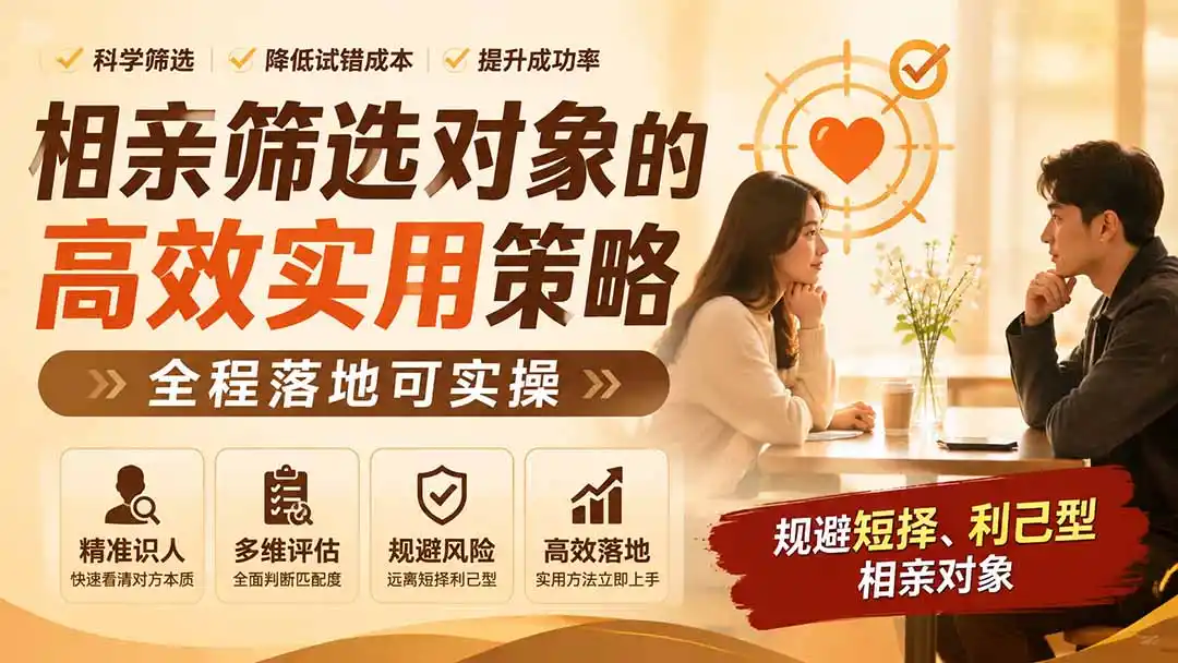 付费文章：相亲筛选对象的高效实用策略，全程落地可实操，规避短择、利己型相亲对象-项目资源网