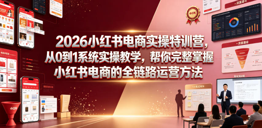 2026小红书电商实操特训营，从0到1系统实操教学，帮你完整掌握小红书电商的全链路运营方法-项目资源网