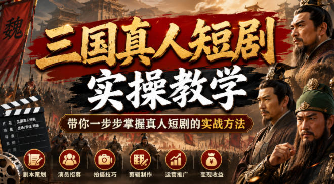 三国真人短剧实操教学，带你一步步掌握真人短剧的实战方法-项目资源网