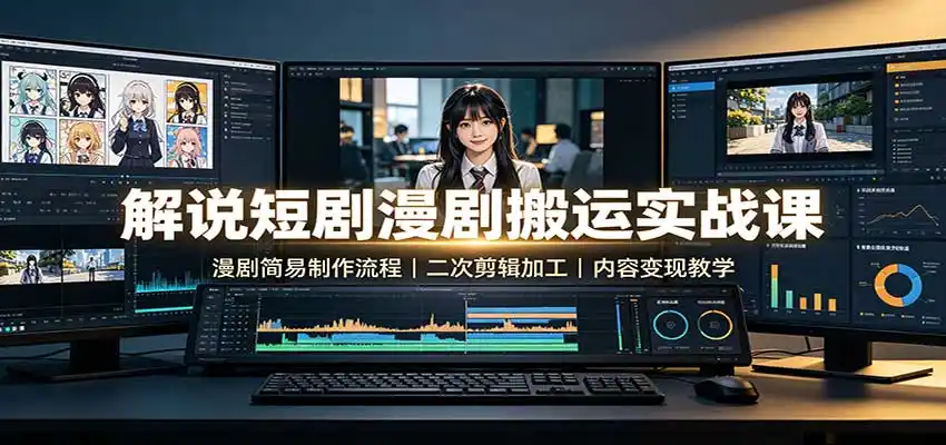 解说短剧漫剧搬运实战课:漫剧简易制作流程,二次剪辑加工,内容变现教学-项目资源网