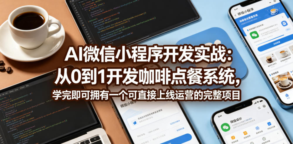 AI微信小程序开发实战：从0到1开发咖啡点餐系统，学完即可拥有一个可直接上线运营的完整项目-项目资源网