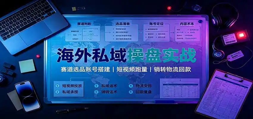海外私域操盘实战：赛道选品账号搭建，短视频跑量，销转物流回款-项目资源网
