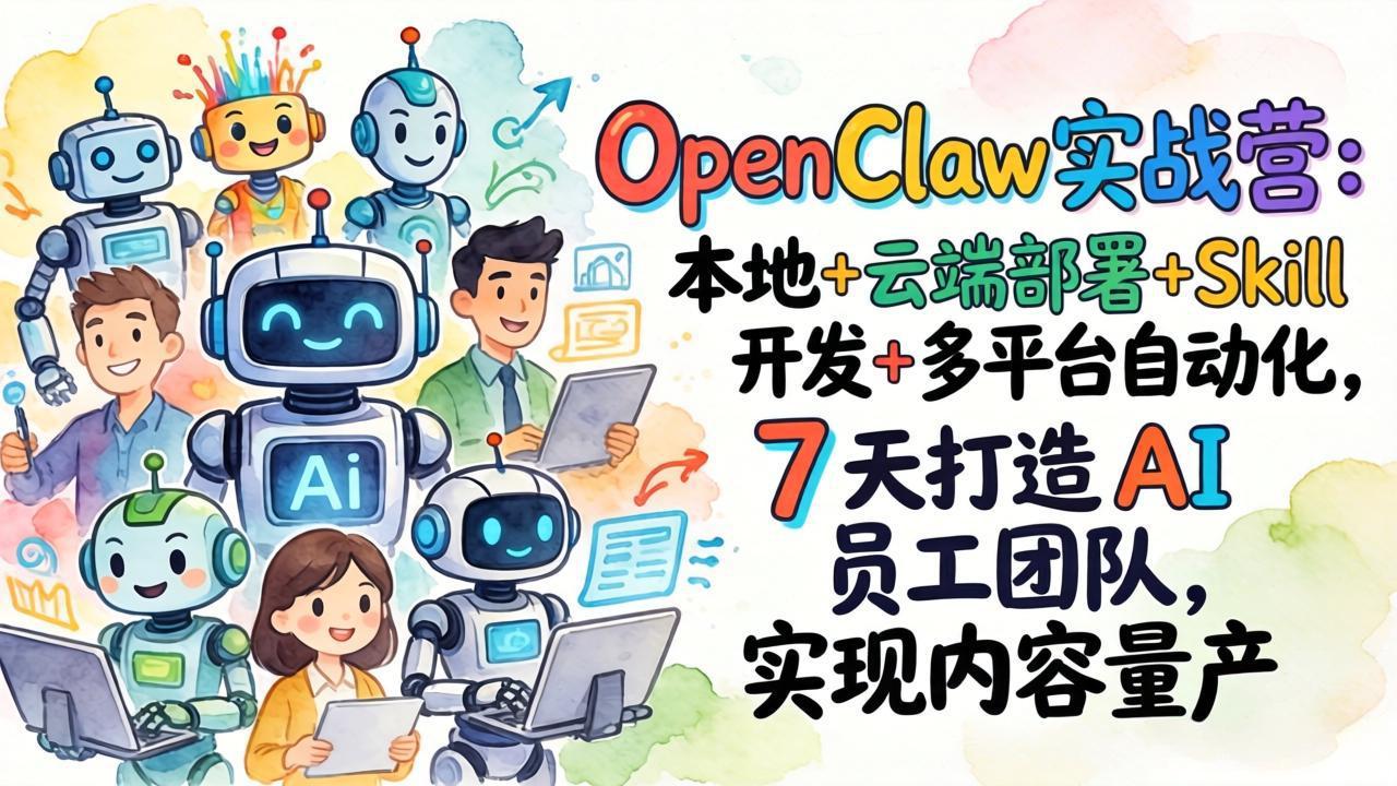 OpenClaw实战营：本地+云端部署+Skill开发+多平台自动化，7 天打造 AI 员工团队，实现内容量产-项目资源网