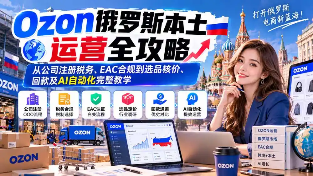 Ozon俄罗斯本土运营全攻略：从公司注册税务、EAC合规到选品核价、回款及AI自动化完整教学-项目资源网