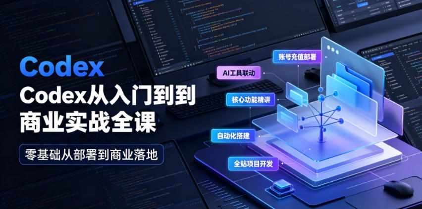 Codex从入门到商业实战全课｜账号充值部署、AI工具联动、核心功能精讲、自动化搭建、全站项目开发零基础教程-项目资源网