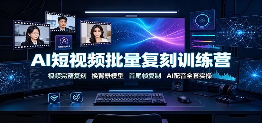 AI短视频批量复刻训练营：视频完整复刻，换背景模型、首尾帧复制、AI配音全套实操-项目资源网