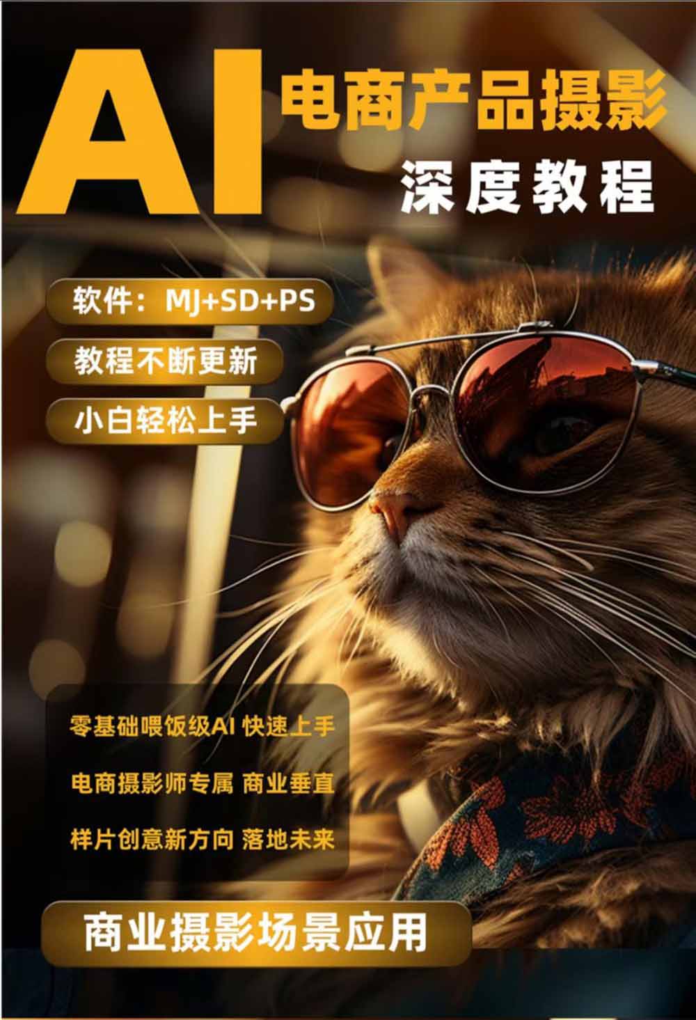 AI电商人像摄影实战课·SD多端部署｜MJ完整教学｜家电护肤家具商品图人像写真全案例-项目资源网
