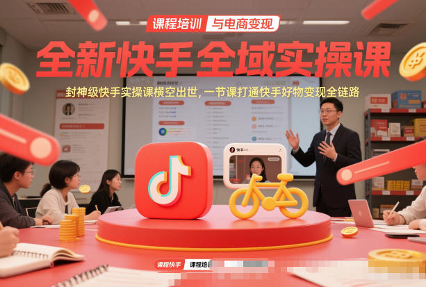全新快手全域实操课，封神级快手实操课横空出世，一节课打通快手好物变现全链路-项目资源网