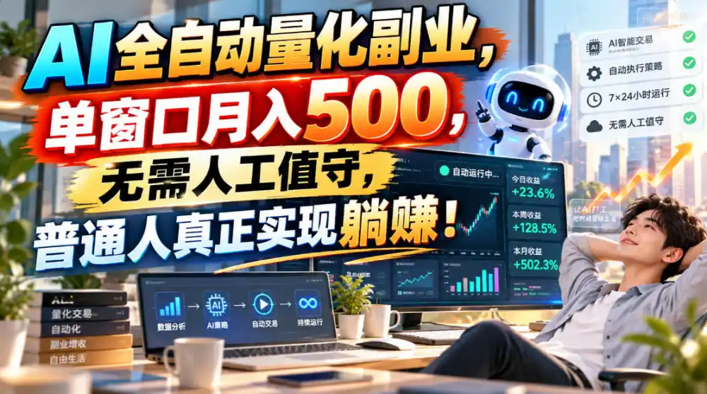 AI全自动量化副业,单窗口月入500,无需人工值守,普通人真正实现躺賺!-项目资源网