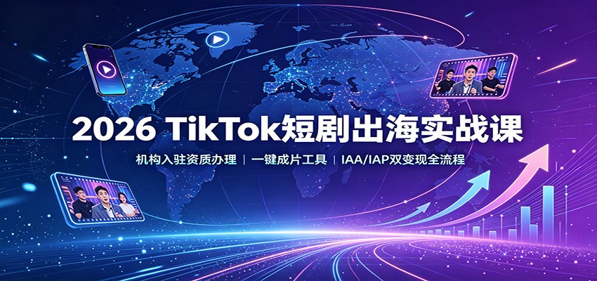 2026 TikTok短剧出海实战课：机构入驻资质办理，一键成片工具，IAA/IAP双变现全流程-项目资源网