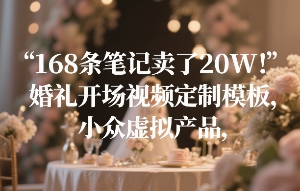 168条笔记卖了20W！婚礼开场视频定制模板，小众虚拟产品-项目资源网
