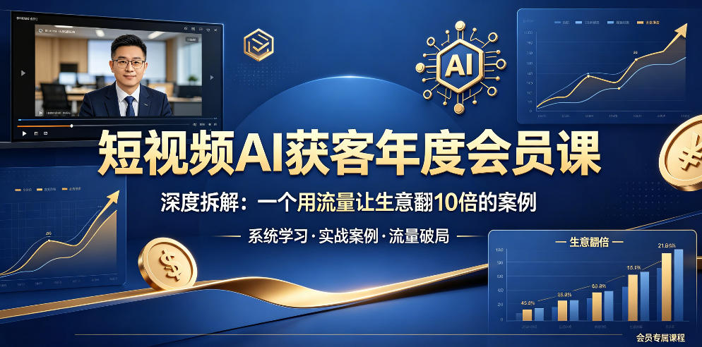 短视频AI获客年度会员课，深度拆解，一个用流量让生意翻10倍的案例-项目资源网